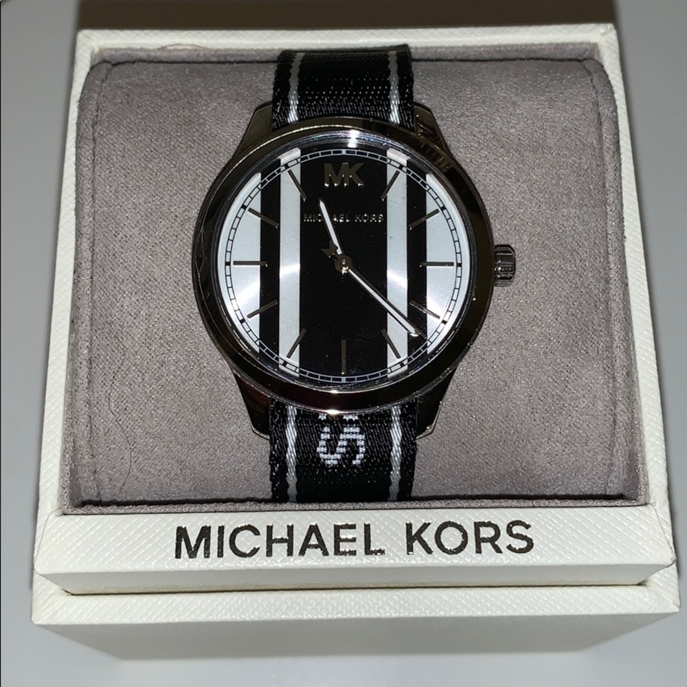 Black and White striped Michael Kors Watch (SOLD)